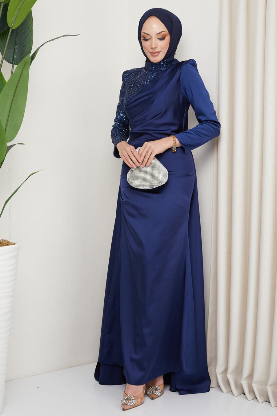 NAVY BLUE  EVENING DRESS  