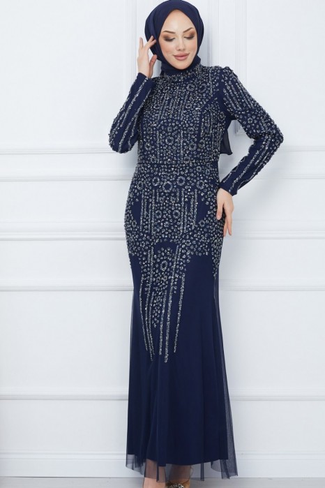 NAVY BLUE EVENING DRESS  