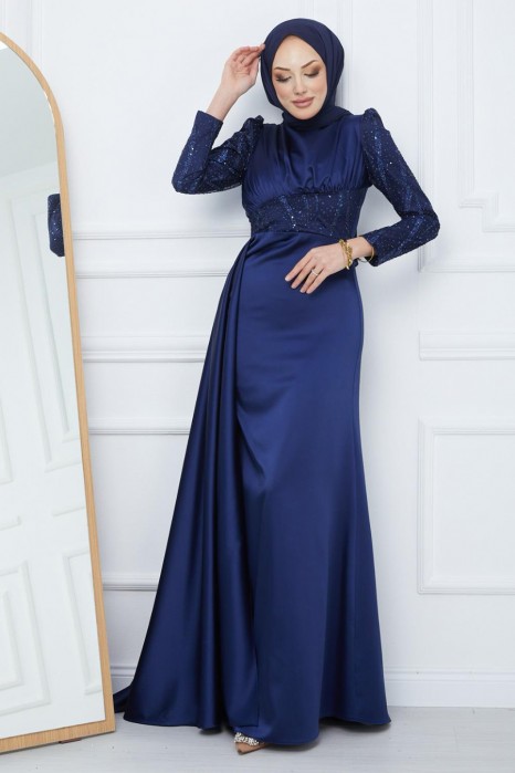NAVY BLUE  EVENING DRESS  