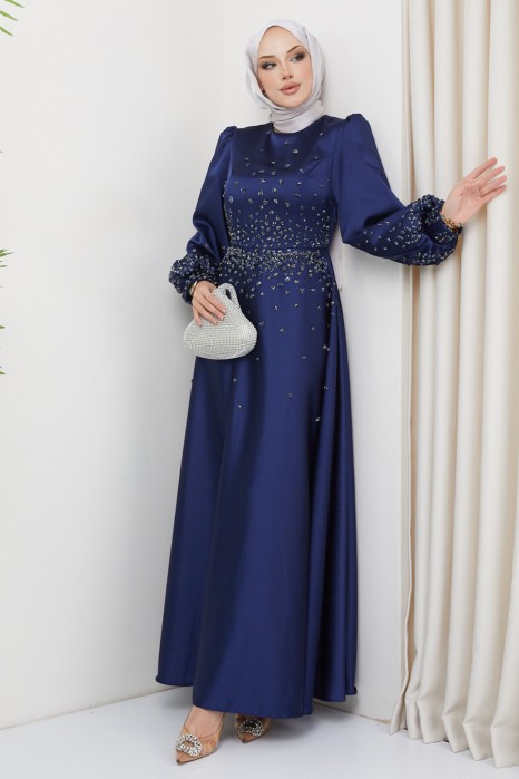 NAVY BLUE EVENING DRESS  