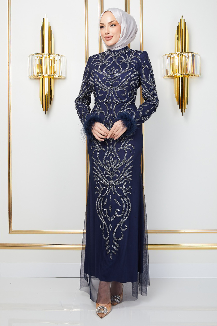 NAVY BLUE EVENING DRESS   NAVY BLUE EVENING DRESS