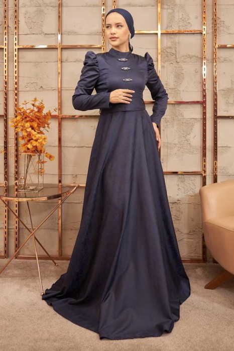 NAVY BLUE  EVENING DRESS  
