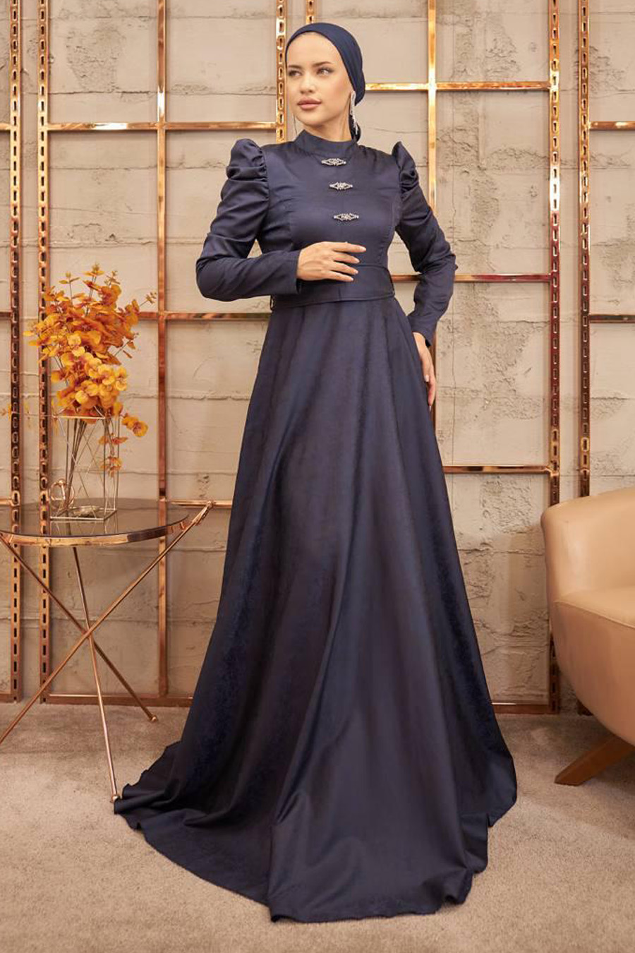NAVY BLUE  EVENING DRESS  
