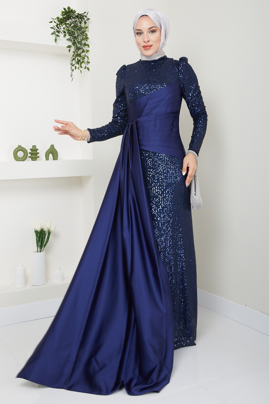 NAVY BLUE  EVENING DRESS   