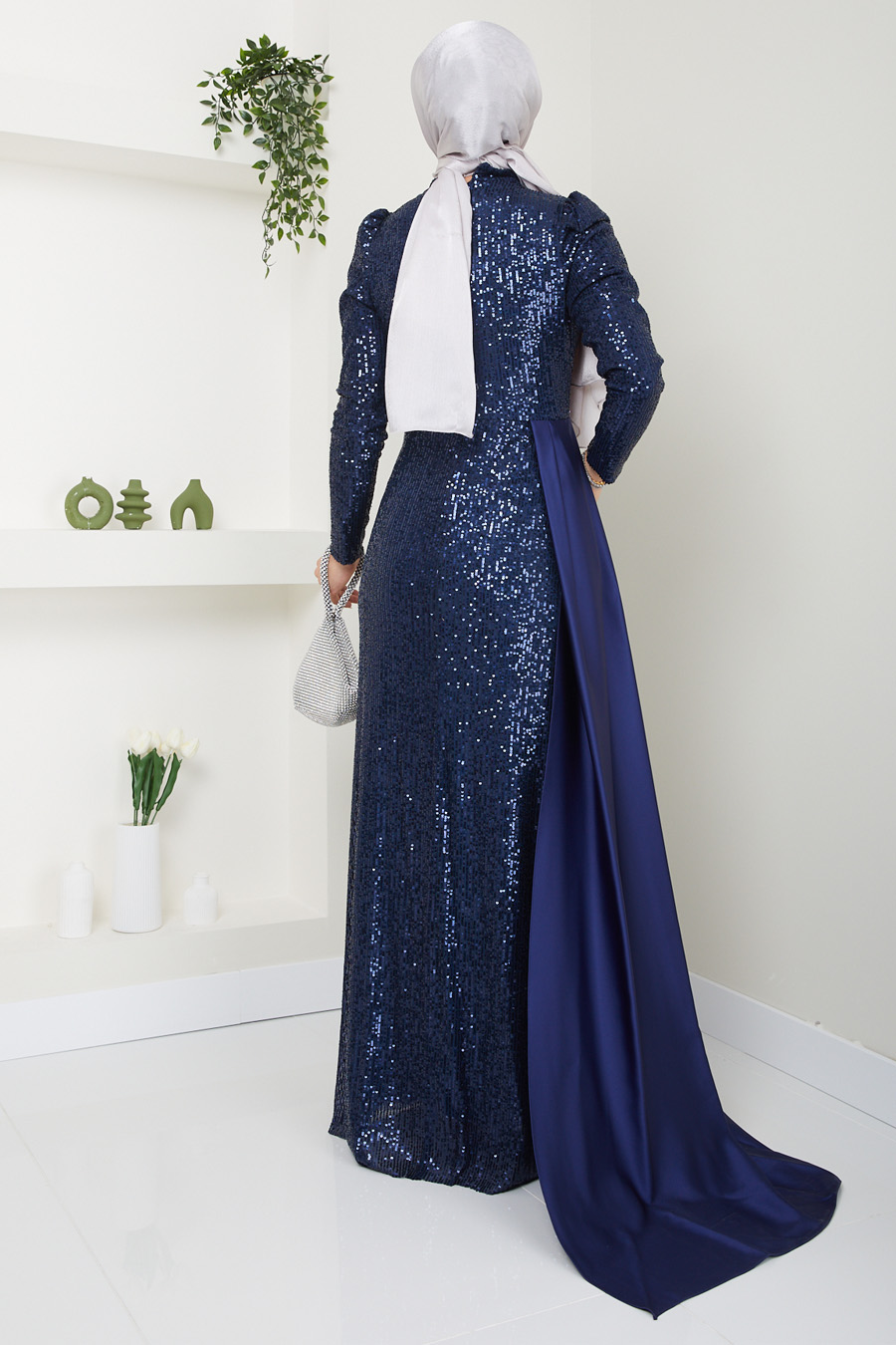 NAVY BLUE  EVENING DRESS   