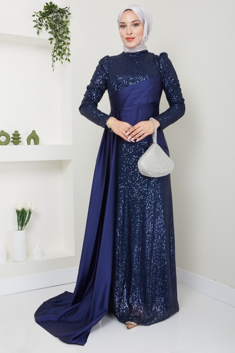 NAVY BLUE  EVENING DRESS   