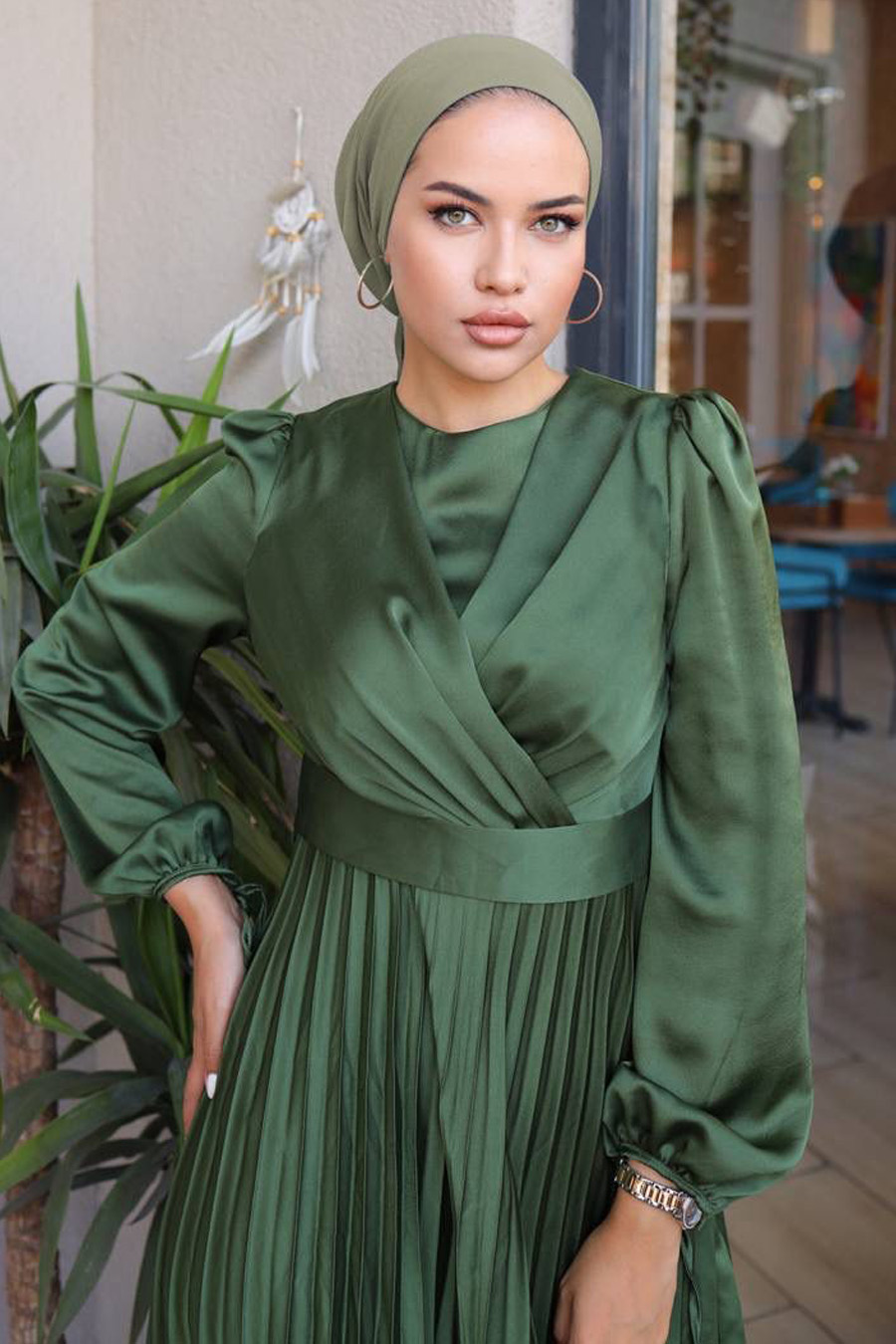 OIL GREEN  DRESS