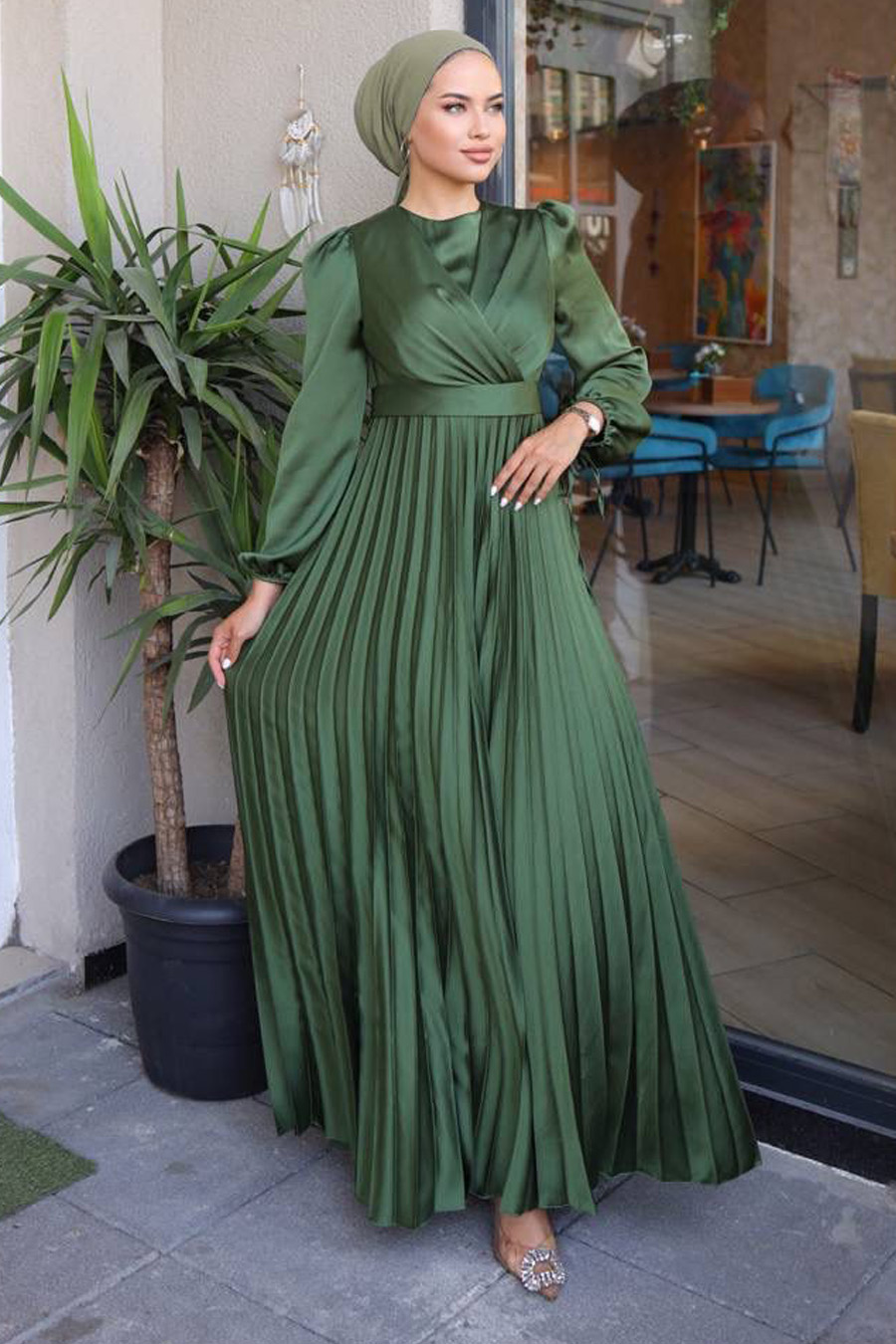 OIL GREEN  DRESS