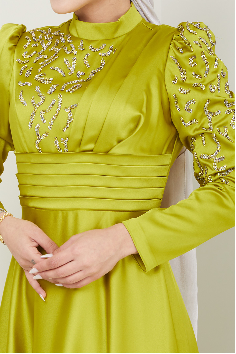 OIL GREEN  EVENING DRESS   OIL GREEN  EVENING DRESS