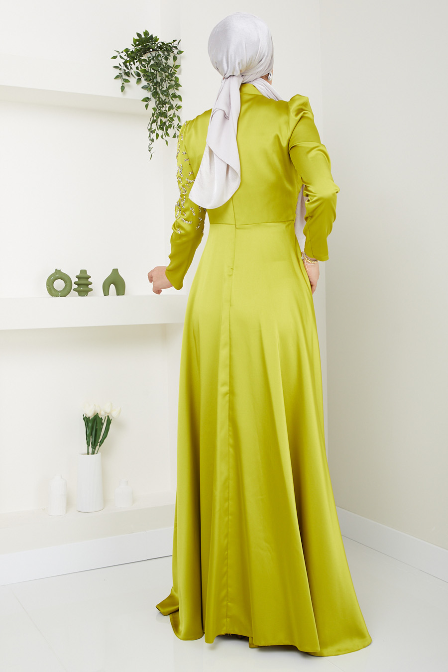 OIL GREEN  EVENING DRESS   OIL GREEN  EVENING DRESS
