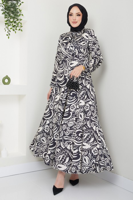 PATTERNED BLACK  DRESS