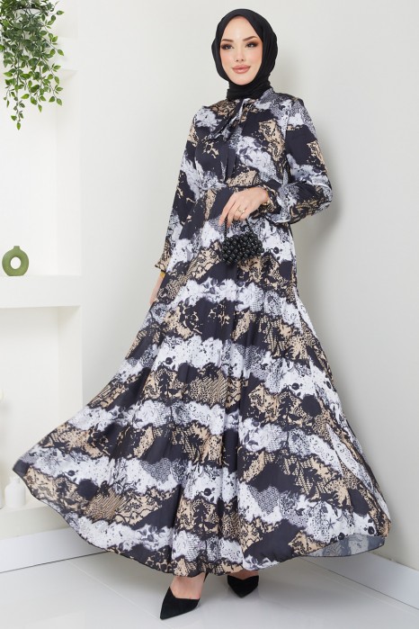 PATTERNED BLACK DRESS