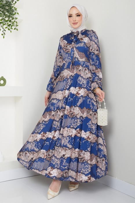 PATTERNED BLUE DRESS