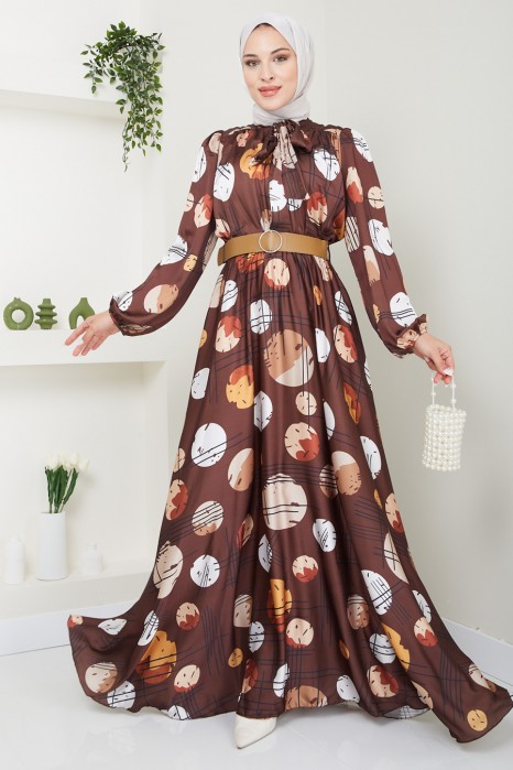 BROWN EVENING DRESS  