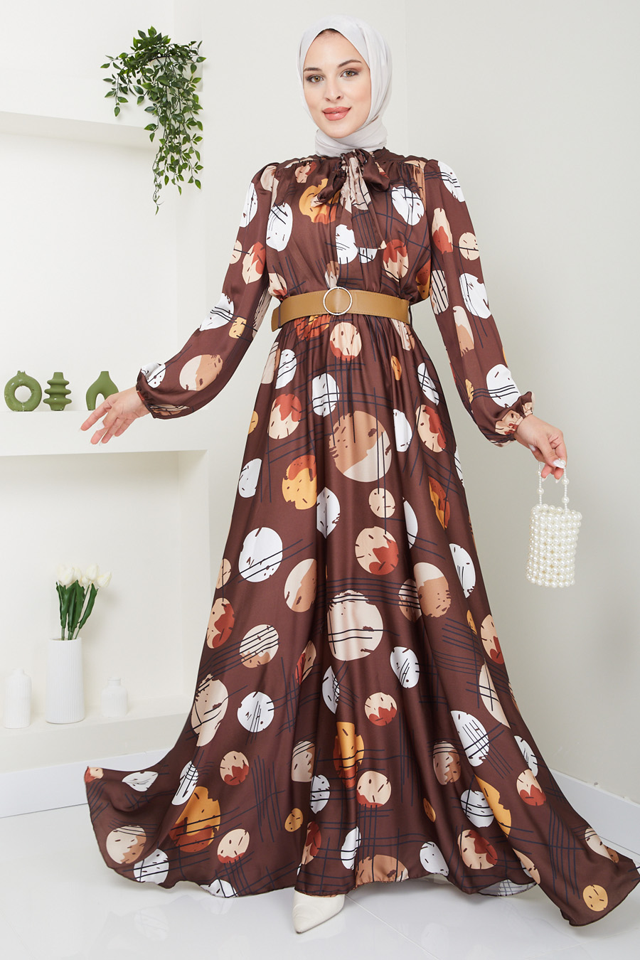 BROWN EVENING DRESS  