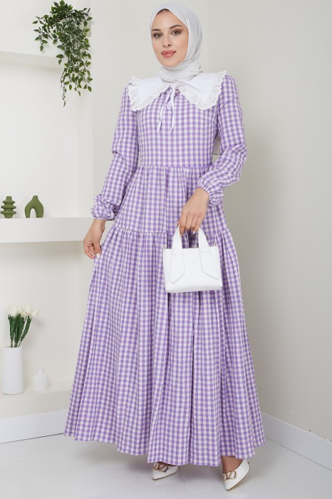 PATTERNED LILA DRESS