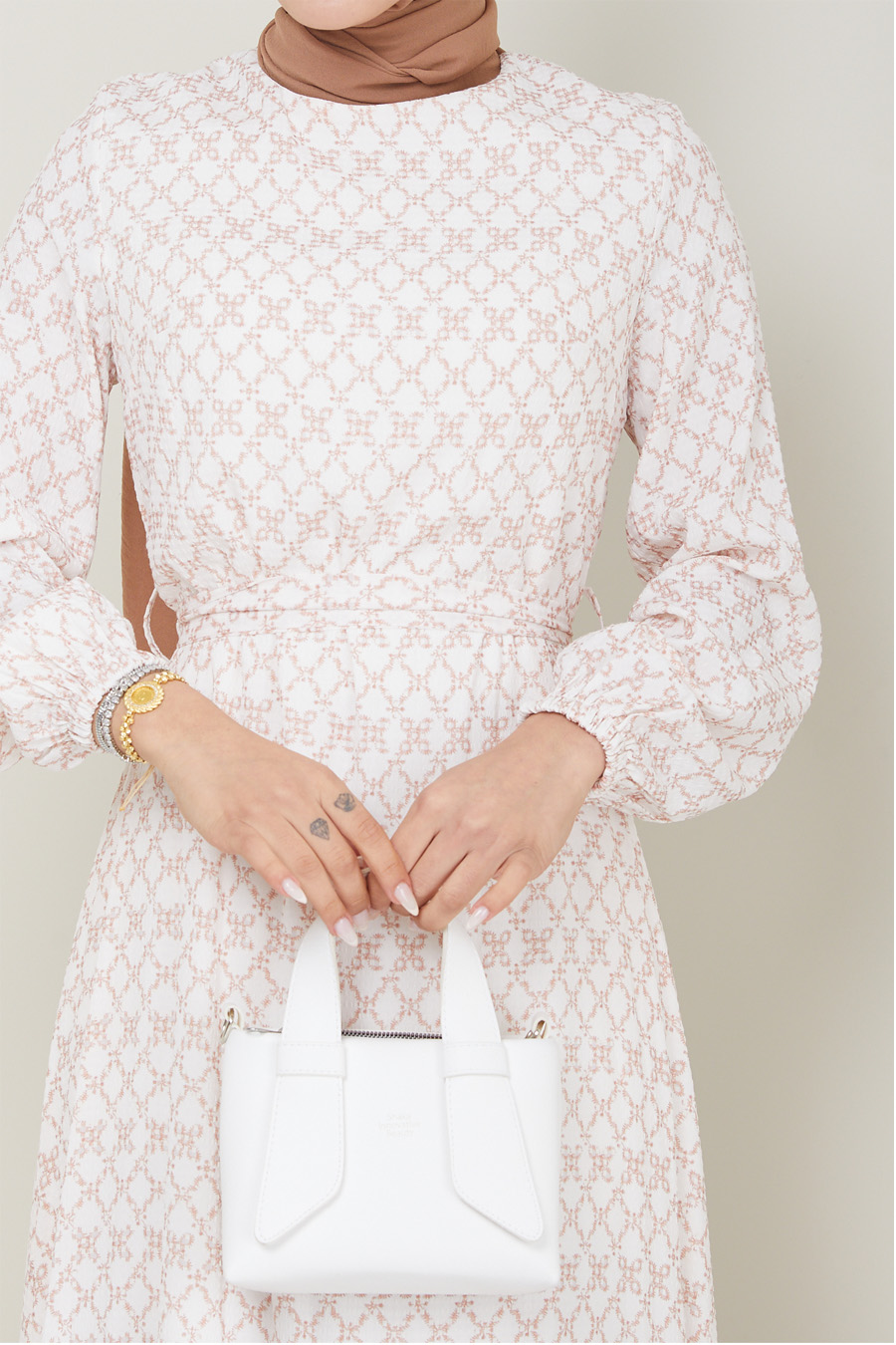 FLOWER PATTERNED MUSTARD DRESS