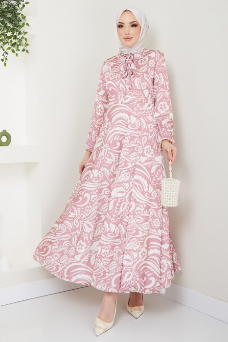 PATTERNED POWDER PINK DRESS