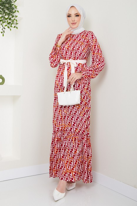 PATTERNED RED DRESS