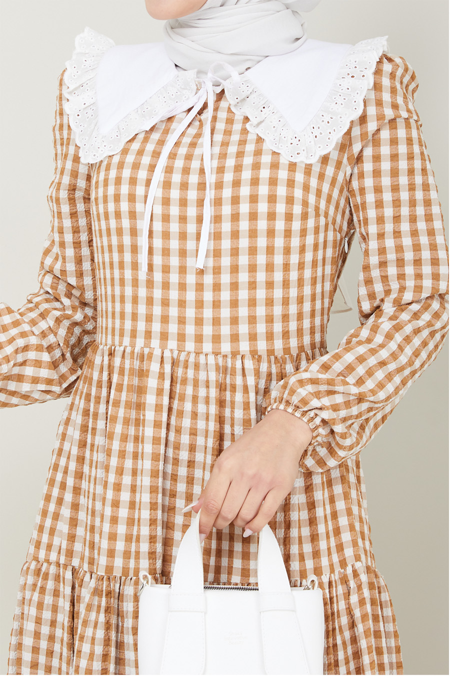 PATTERNED TAN COLOR DRESS