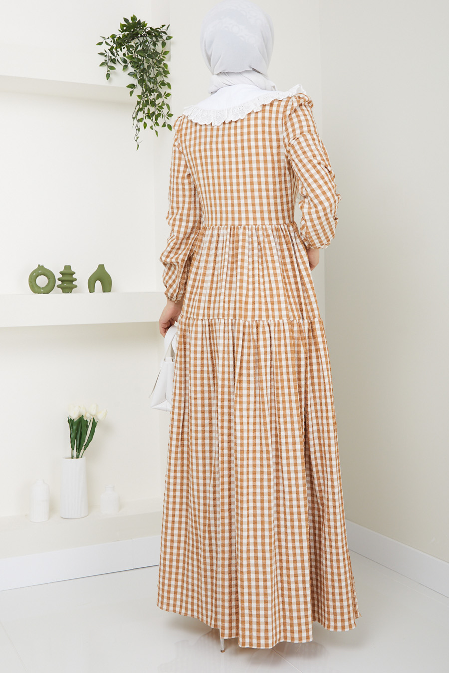 PATTERNED TAN COLOR DRESS