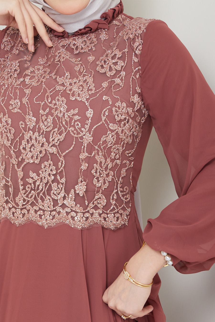 ROSE COLOR EVENING DRESS 