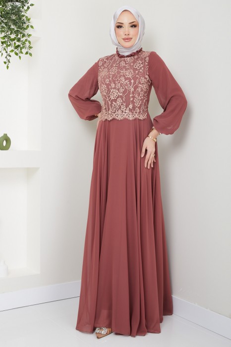 ROSE COLOR EVENING DRESS 