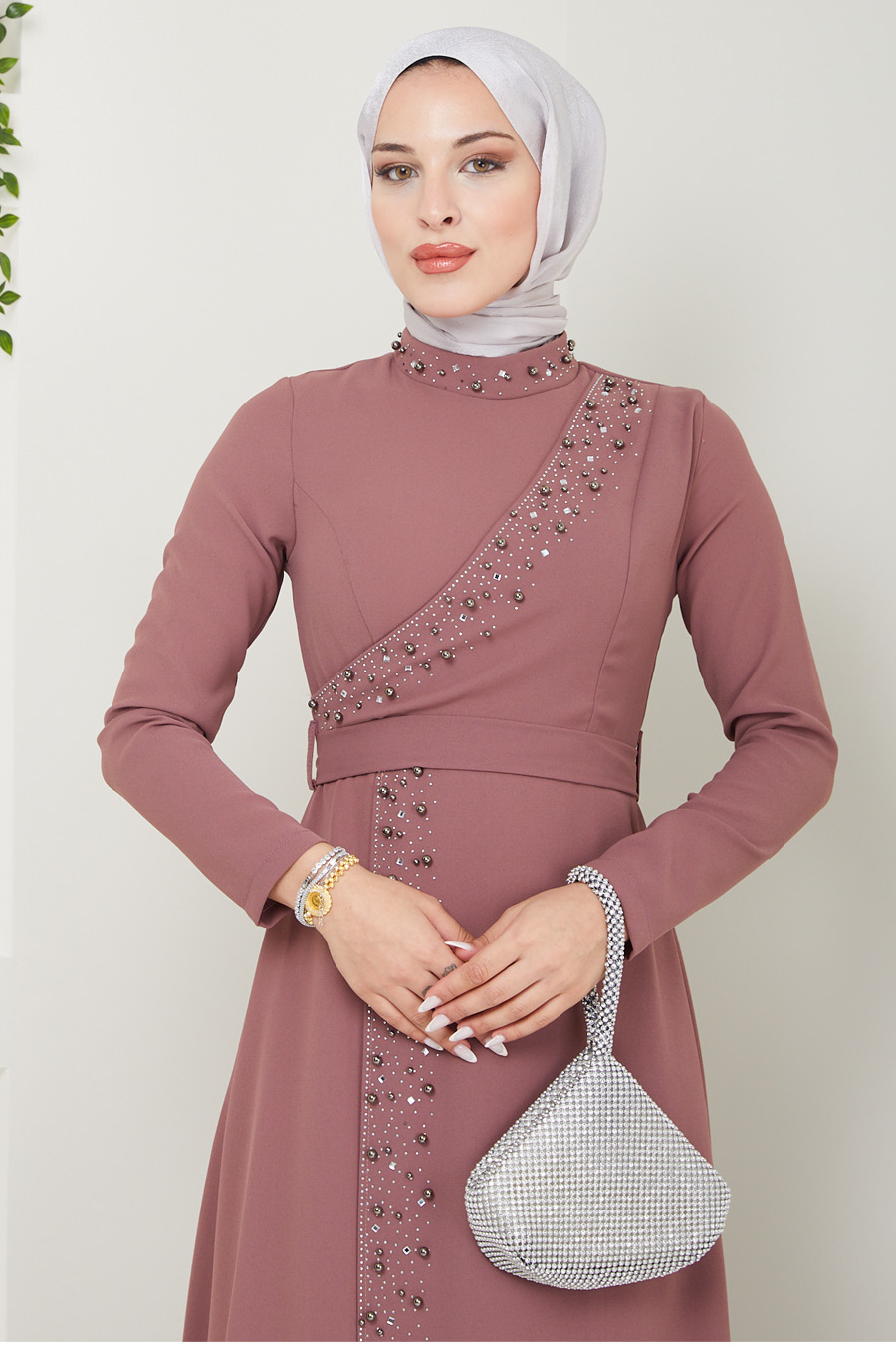 ROSE COLOR EVENING DRESS 