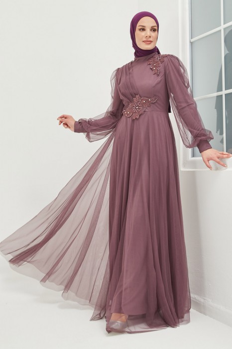 ROSE COLOR EVENING DRESS