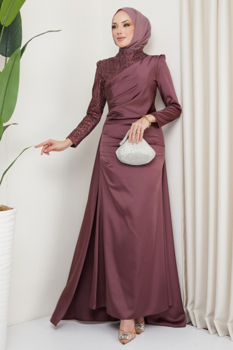ROSE COLOR  EVENING DRESS  