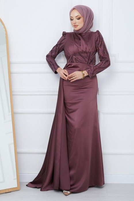 ROSE COLOR   EVENING DRESS  