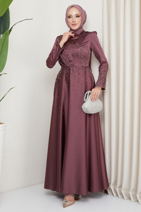 ROSE COLOR  EVENING DRESS  