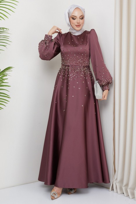 ROSE COLOR   EVENING DRESS  