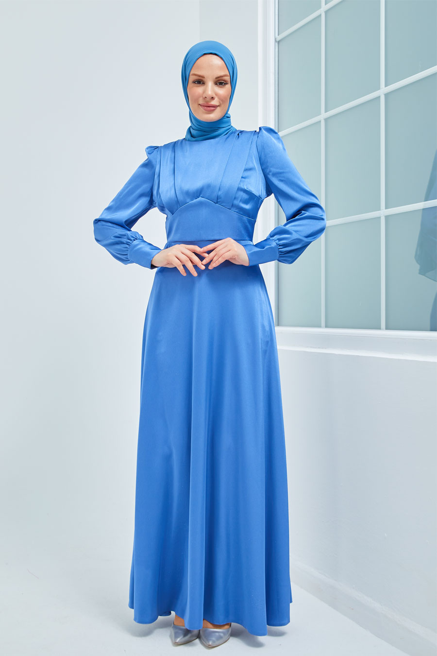 INDIGO COLOR EVENING DRESS   INDIGO COLOR EVENING DRESS