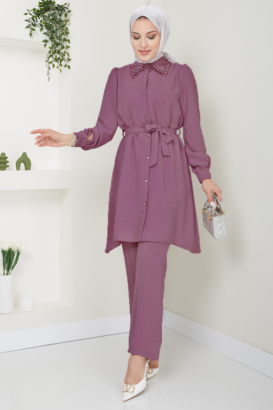 ROSE COLAR PANT AND TUNIC SUIT