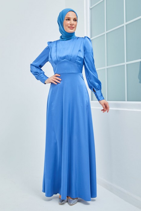 INDIGO COLOR EVENING DRESS  