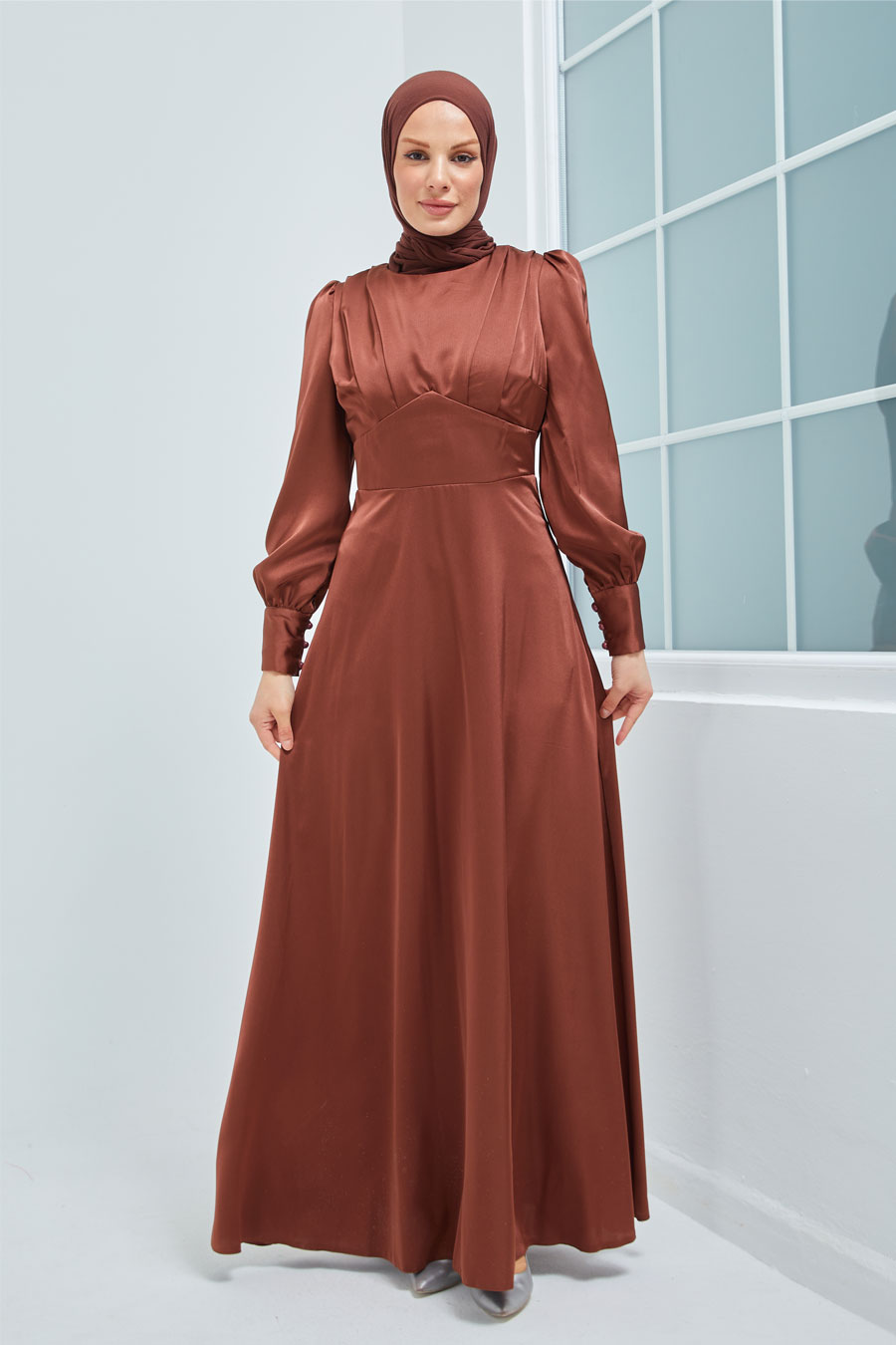 BROWN EVENING DRESS  