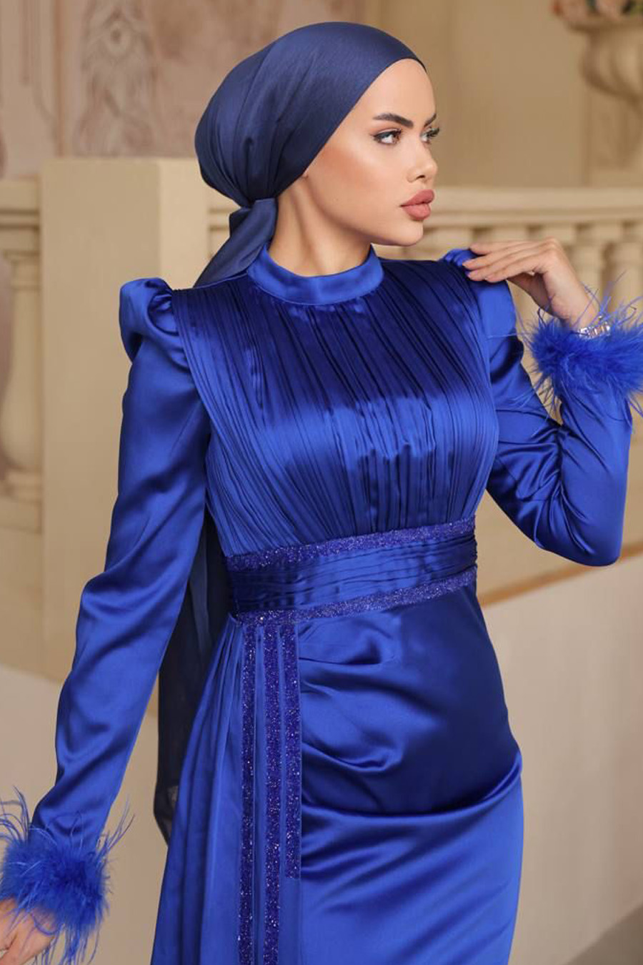 SAX BLUE  EVENING  DRESS   SAX BLUE  EVENING  DRESS