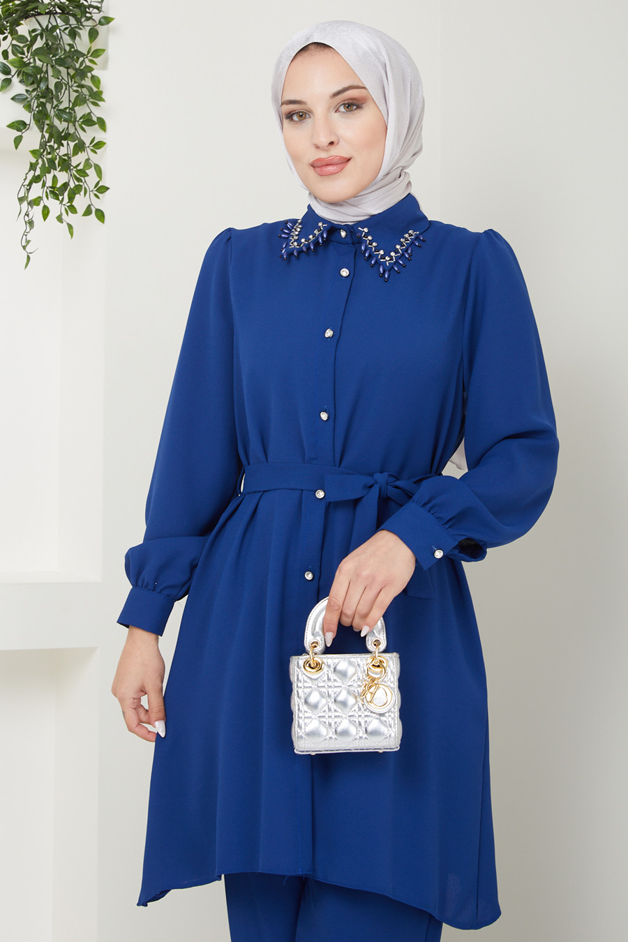 SAX BLUE PANT AND TUNIC SUIT  