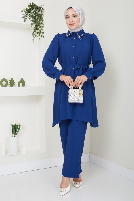 SAX BLUE PANT AND TUNIC SUIT  