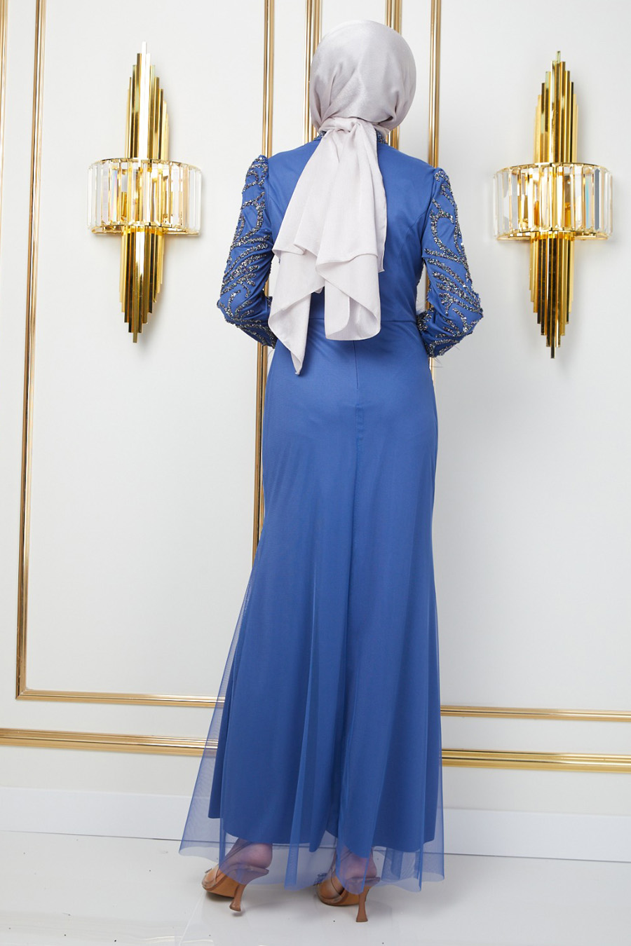 SAX COLOR  EVENING DRESS   SAX COLOR  EVENING DRESS