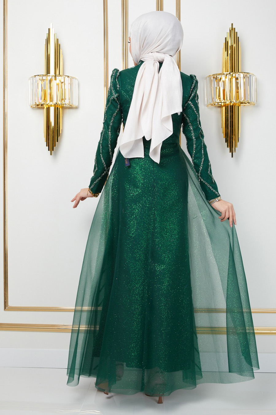 STONE EMERALD GREEN  EVENING DRESS   STONE EMERALD GREEN  EVENING DRESS