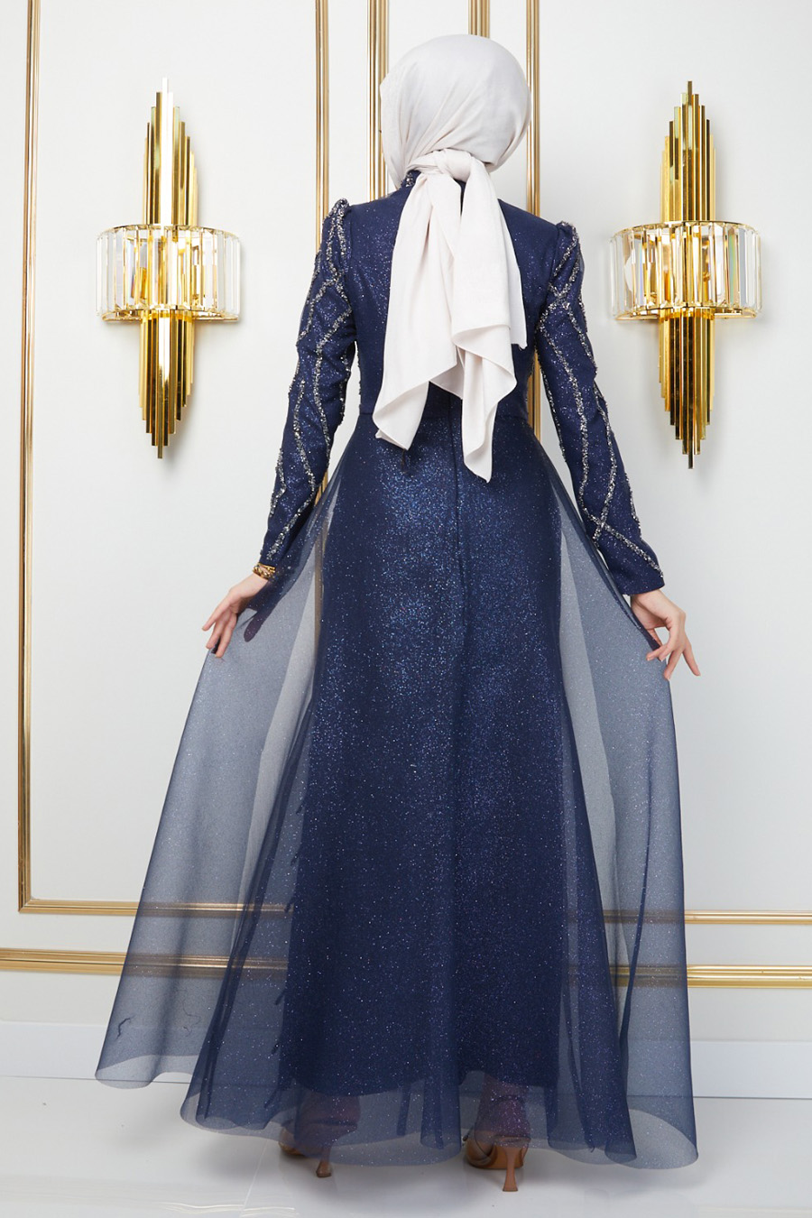 STONE NAVY BLUE  EVENING DRESS   STONE NAVY BLUE  EVENING DRESS