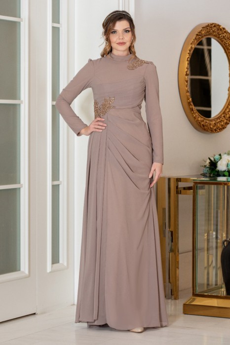 VISON COLOR  EVENING DRESS    