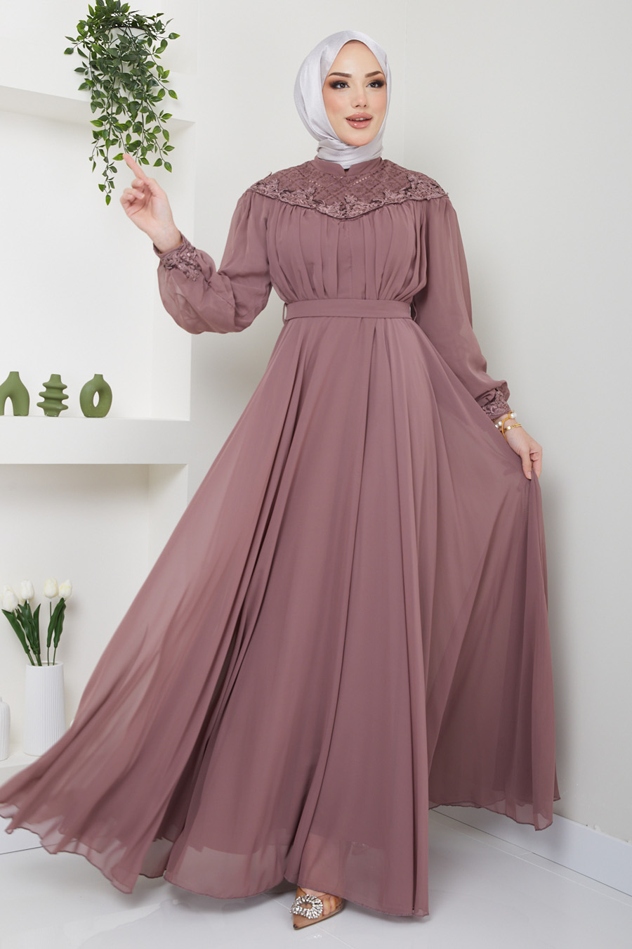 VISON COLOR EVENING DRESS 
