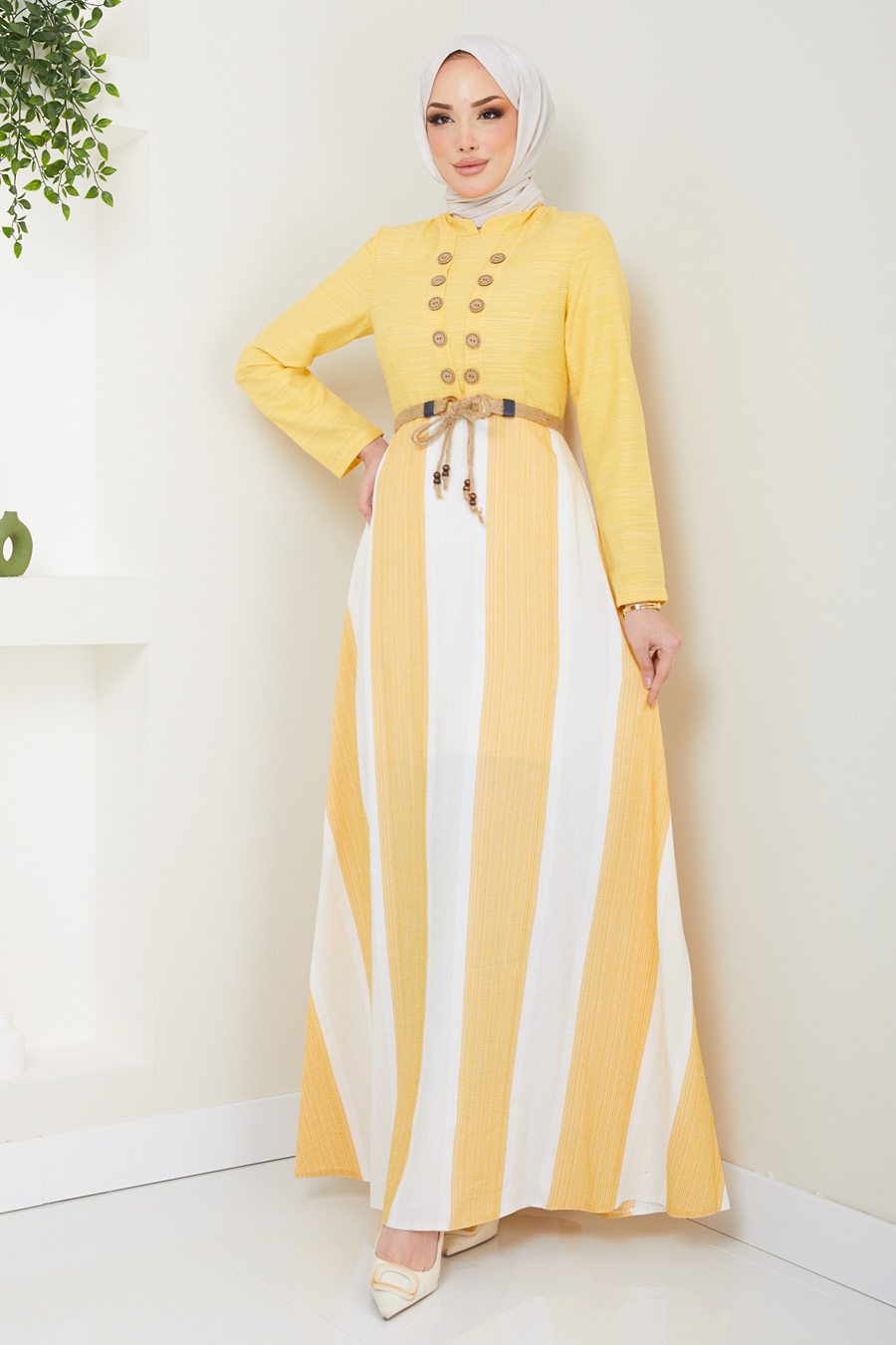 YELLOW STRIPED DRESS 