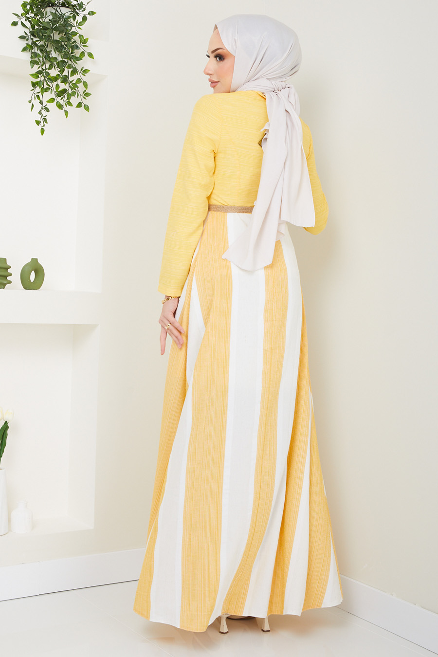 YELLOW STRIPED DRESS 