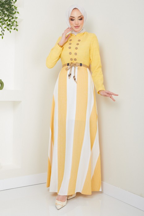 YELLOW STRIPED DRESS 
