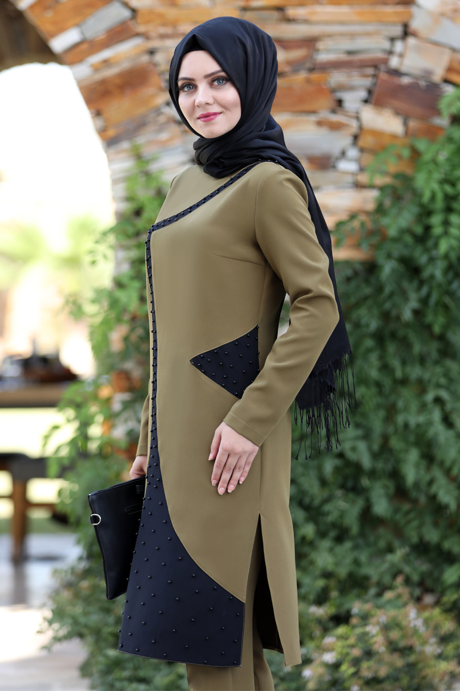 KHAKI TUNIC AND PANT SUIT