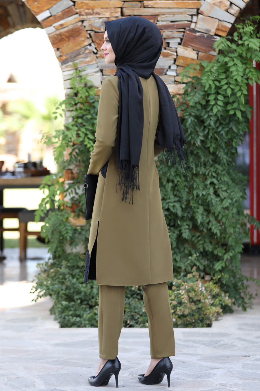 KHAKI TUNIC AND PANT SUIT